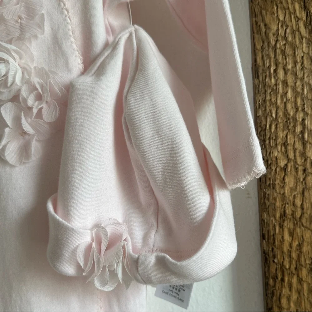 New Miniclasix Baby Girl Elegant Footed Coverall & Hat Set Tulle Floral Ruffles